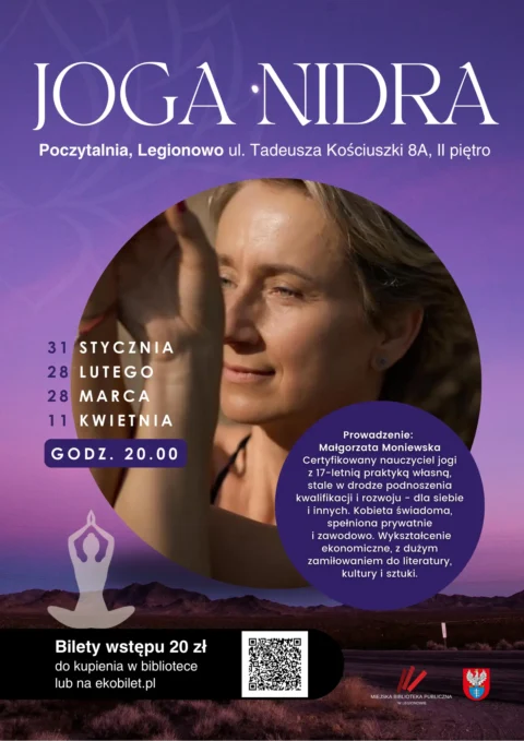 Joga NIDRA w poczytalni plakat